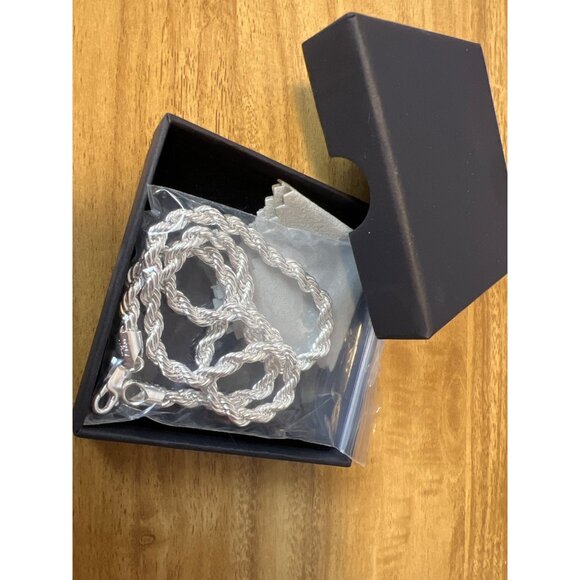 925 Sterling Silver Clasp Italy Rope Necklace Men's 16" Twisted Chain 2.5MM NEW - Picture 5 of 10